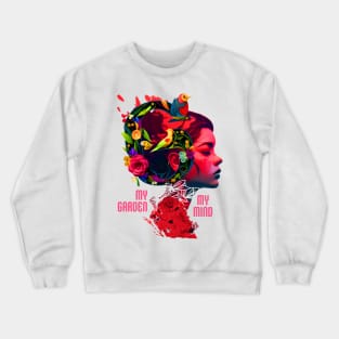 My Garden, My Mind - Floral Girl Head Illustration Crewneck Sweatshirt